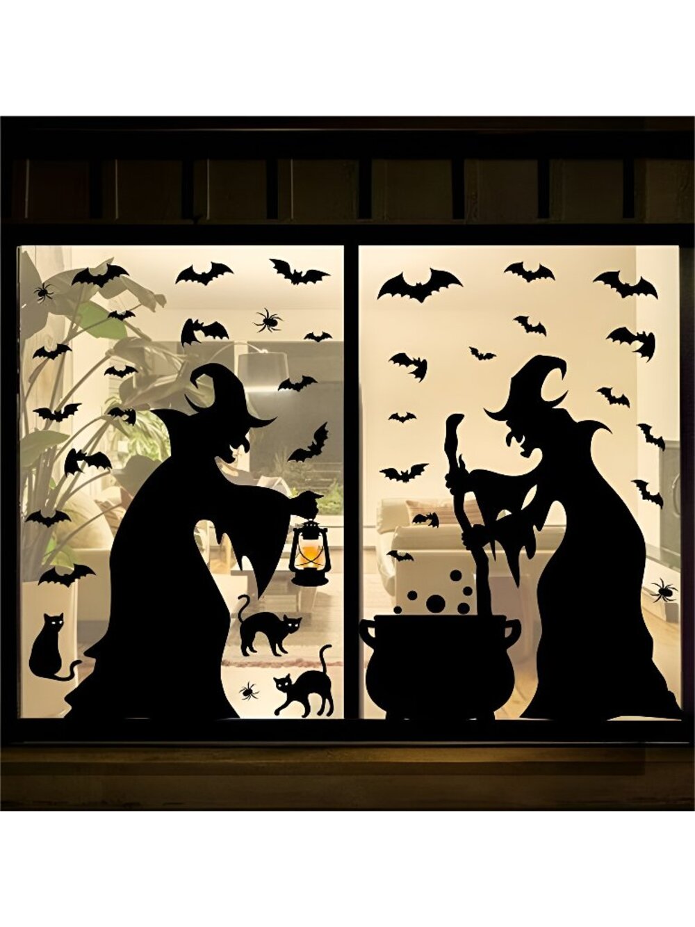 Halloween Decorations Window Clings Decor, Extra Large 2 Witches